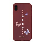 Capac Protectie Spate Kingxbar Cu Cristale Swarovski Colectia Butterfly Pentru iPhone Xs Max - Rosu