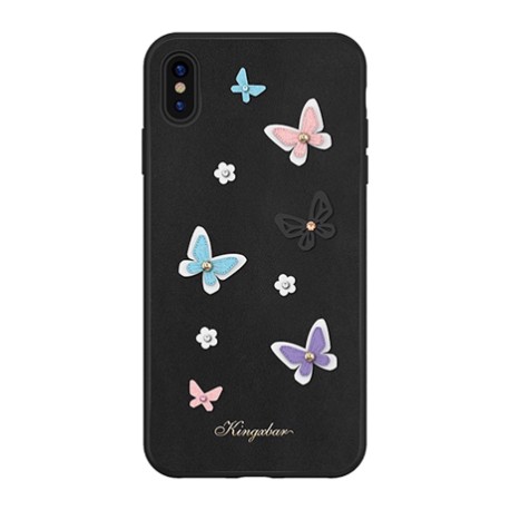 Capac Protectie Spate Kingxbar Cu Cristale Swarovski Colectia Butterfly Pentru iPhone Xs Max - Negru