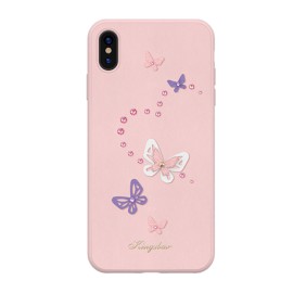 Capac Protectie Spate Kingxbar Cu Cristale Swarovski Colectia Butterfly Pentru iPhone Xs Max - Roz