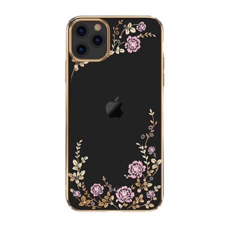 Capac Protectie Spate Kingxbar Cu Cristale Swarovski Colectia Flora Pentru iPhone 11 Pro Max - Auriu