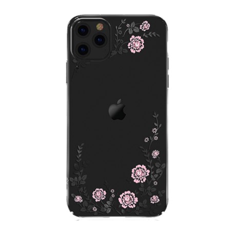 Capac Protectie Spate Kingxbar Cu Cristale Swarovski Colectia Flora Pentru iPhone 11 Pro - Negru