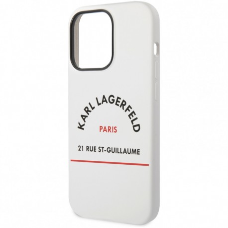 Capac Protectie Spate Karl Lagerfeld Din Silicon Magsafe Pentru Iphone 14 Pro Rue Saint Guillaume - Alb