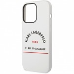 Capac Protectie Spate Karl Lagerfeld Din Silicon Magsafe Pentru iPhone 14 Pro Rue Saint Guillaume - Alb