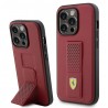 Capac Protectie Spate Ferrari Pentru iPhone 15 Pro Colectia Grip Stand Perforated - Rosu