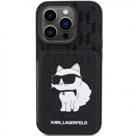 Capac Protectie Spate Karl Lagerfeld Pentru iPhone 15 Pro Max Cu Cardslot Colectia Saffiano  - Negru