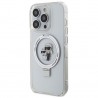 Capac Protectie Spate Karl Lagerfeld Magsafe Pentru iPhone 15 Pro Max Colectia Ringstand Karl And Choupette  - Alb