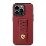Capac Protectie Spate Ferrari Pentru iPhone 15 Pro Colectia Grip Stand Perforated - Rosu