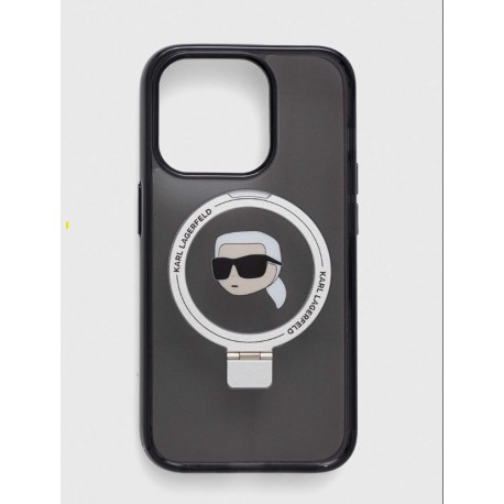 Capac Protectie Spate Karl Lagerfeld Magsafe Pentru iPhone 15 Pro Max Colectia Ringstand Karl - Negru
