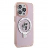 Capac Protectie Spate Karl Lagerfeld Magsafe Pentru iPhone 15 Pro Max Colectia Ringstand Choupette - Roz