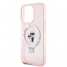 Capac Protectie Spate Karl Lagerfeld Magsafe Pentru iPhone 15 Pro Max Colectia Ringstand Choupette - Roz