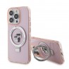 Capac Protectie Spate Karl Lagerfeld Magsafe Pentru iPhone 15 Pro Max Colectia Ringstand Choupette - Roz