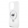 Capac Protectie Spate Karl Lagerfeld Magsafe Pentru iPhone 15 Pro Colectia Ringstand Choupette - Transparent