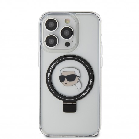 Capac Protectie Spate Karl Lagerfeld Magsafe Pentru iPhone 15 Pro Max Colectia Ringstand Karl - Transparent