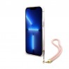 Capac Protectie Spate Guess Pentru iPhone 15 Pro Max Colectia Glitter Peony Cordstrap - Roz