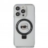 Capac Protectie Spate Karl Lagerfeld Magsafe Pentru iPhone 15 Pro Colectia Ringstand Karl Head  - Alb