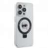 Capac Protectie Spate Karl Lagerfeld Magsafe Pentru iPhone 15 Pro Colectia Ringstand Karl Head  - Alb