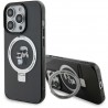 Capac Protectie Spate Karl Lagerfeld Magsafe Pentru iPhone 15 Pro Colectia Ringstand Karl And Choupette  - Negru