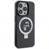Capac Protectie Spate Karl Lagerfeld Magsafe Pentru iPhone 15 Pro Colectia Ringstand Karl And Choupette  - Negru