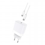 Incarcator Retea Cellara Usb C Pd 20w Cu Cablu Detasabil Type C - Type C - Alb