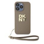 Capac Protectie Spate Dkny Pentru Iphone 15 Pro Max Colectia Stack Logo Cu Snur - Bej