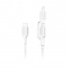 Cablu De Date Cellara Textil 2 In 1 Type/lightning 60w - Alb