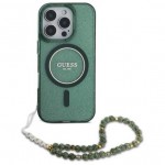 Capac Protectie Spate Guess Pentru Iphone 16 Pro Max Magsafe Colectia Iml Glitter Cu Snur - Verde