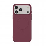 Capac Protectie Spate Cellara Colectia Velvet Magnetic Magsafe Pentru iPhone 17 Pro Max - Rosu Inchis