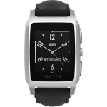 Smartwatch Vector Meridian Argintiu - Curea Piele Neagra - Marime Standard