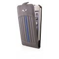 Husa Flip Mini pentru iPhone 5 5s SE - Gri cu Albastru