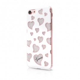 Capac Protectie Spate Guess Pentru iPhone 7 Colectia Hearts - Alb