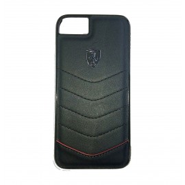 Capac Protectie Spate Ferrari Din Piele Pentru iPhone 7 Colectia Heritage - Negru