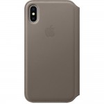Book Apple Din Piele Pentru Iphone X - Gri