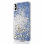 Capac Protectie Spate Guess Pentru iPhone X Colectia Liquid Glitter - Albastru