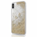 Capac Protectie Spate Guess Pentru iPhone X Colectia Liquid Glitter - Auriu