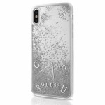 Capac Protectie Spate Guess Pentru iPhone X Colectia Liquid Glitter - Argintiu