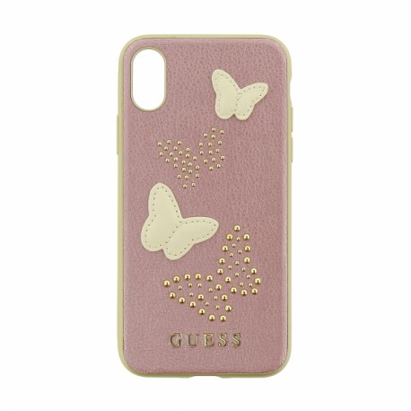 Capac Protectie Spate Guess Pentru Iphone X Colectia Butterflies - Roz-auriu