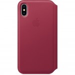 Book Apple Din Piele Pentru iPhone X - Roz Inchis