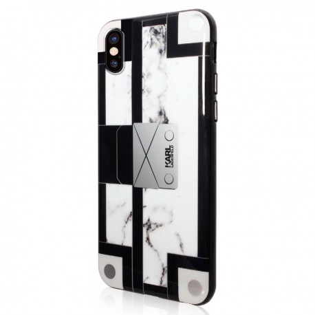 Capac Protectie Spate Karl Lagerfeld Pentru iPhone X Colectia Marble Negru
